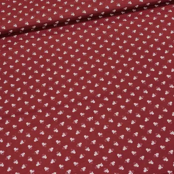 Bavlněné plátno 303000/32, bílý kvítek, bordó, š.140cm (látka v metráži)