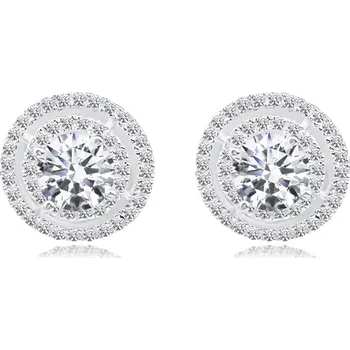 Náušnice Stříbrné 925 náušnice - vyvýšený čirý zirkon, dvojitý zirkonový lem