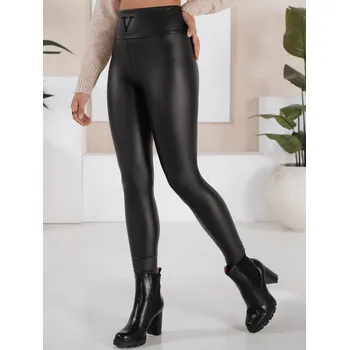 Dámské legíny Černé koženkové legíny s vysokým pasem VALENTIS UY1558 Velikost: S