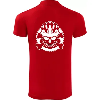Pánská košile Lebka cyklisty - helma - Polokošile Victory sportovní (dresovina) - XL ( Červená )
