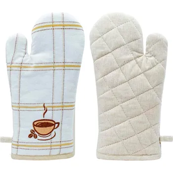 Chňapka ARÔME HOME Kuchyňská chňapka Béžové káro, výšivka Káva ARÔME HOME