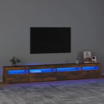 Televizní stolek vidaXL TV skříňka s LED osvětlením kouřový dub 270 x 35 x 40 cm