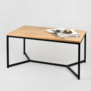 Konferenční stolek YLD Moderní konferenční stolek z kovu a dřeva 97x55x45 cm