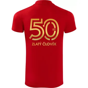 Pánská košile 50 let zlatý člověk - Polokošile Victory sportovní (dresovina) - XL ( Červená )