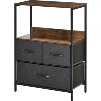 Komoda HOMCOM Komoda se 3 zásuvkami na prádlo Úložná skříňka s úchytkami na police Černá