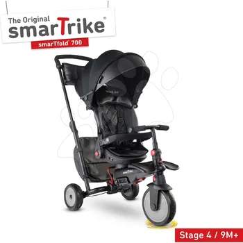 Kočárek Tříkolka a kočárek skládací STR7 Urban 7v1 smarTrike černá se sklopným sedadlem TouchSteering s EVA kolečky od 6 měsíců