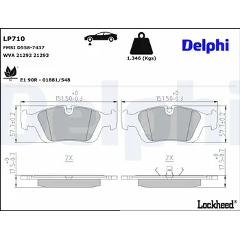 Brzdová destička Sada brzdových destiček, kotoučová brzda DELPHI LP710