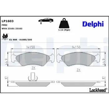 Brzdová destička Sada brzdových destiček, kotoučová brzda DELPHI LP1603