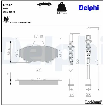 Autodíl Sada brzdových destiček, kotoučová brzda DELPHI LP787