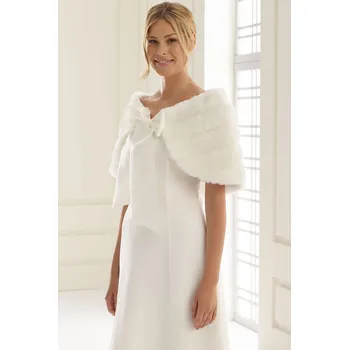 Bianco Evento Bolerko s kožešinou přes svatební šaty 890019