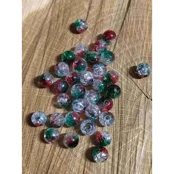 Korálek Plastové korálky barva červená zelená balení 10 ks