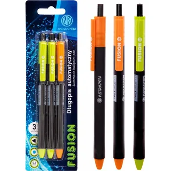 3ks - ASTRAPEN Fusion, Kuličkové pero 0,6mm, modré, blistr, mix barev, 201022020