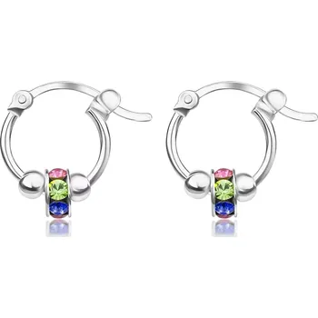 Náušnice Kulaté náušnice ze stříbra 925 - kolo s barevnými krystaly Swarovski, korálky