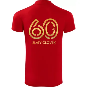 Pánská košile 60 let zlatý člověk - Polokošile Victory sportovní (dresovina) - L ( Červená )