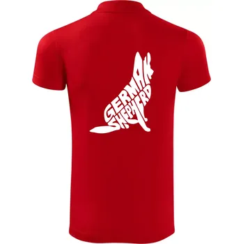 Pánská košile Německý ovčák sedící napis - Polokošile Victory sportovní (dresovina) - S ( Červená )