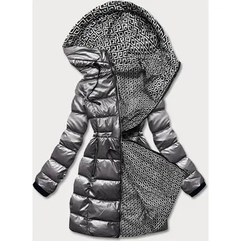 Dámská cargo bunda Šedá oboustranná metalická bunda SWEST, odstíny šedé XXL (44) i392_20685-48