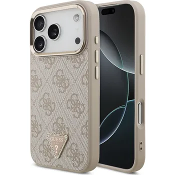 Náhradní kryt pro mobilní telefon Guess PU Leather 4G Triangle Logo Gold Frame MagSafe zadní kryt pro iPhone 17 Pro Pink