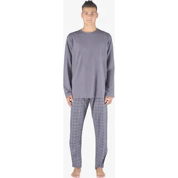 Pánské pyžamo Pánské pyžamo dlouhé 79155P šedé vel.3XL - Gina