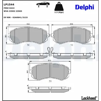 Brzdová destička Sada brzdových destiček, kotoučová brzda DELPHI LP1544
