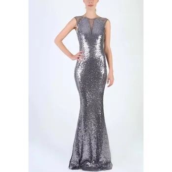 Dámské šaty Flitrové šaty bez rukávů- dlouhé- stříbrné, stříbrná XL i10_i333_52754-16455_1:104_2:93_