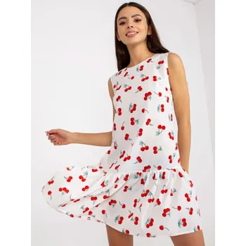 Dámské šaty Dámské šaty bílé a červené se volánovým lemem, 38 i523_2016103234141