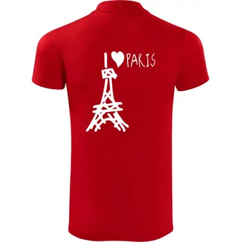 Pánská košile I love Paris - Polokošile Victory sportovní (dresovina) - XL ( Červená )