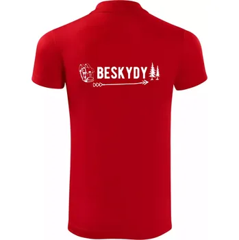 Pánská košile Beskydy nápis - Polokošile Victory sportovní (dresovina) - L ( Červená )