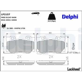Brzdová destička Sada brzdových destiček, kotoučová brzda DELPHI LP2157