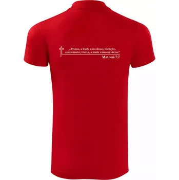 Pánská košile Citáty z bible - Matouš 7:7 - Polokošile Victory sportovní (dresovina) - S ( Červená )