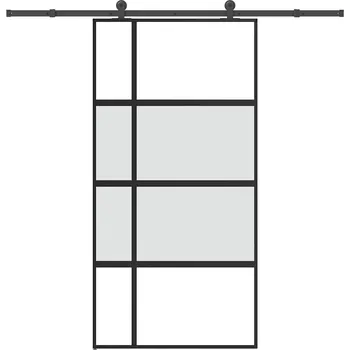 Barový stolek OMAXI Posuvné dveře s kováním 102,5x205 cm tvrzeného sklo a hliník 830500