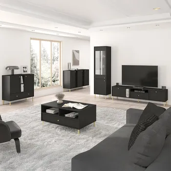 Obývací stěna Obývací stěna TOKYO 2 c | 5 dílů | černá grafit/zlatá