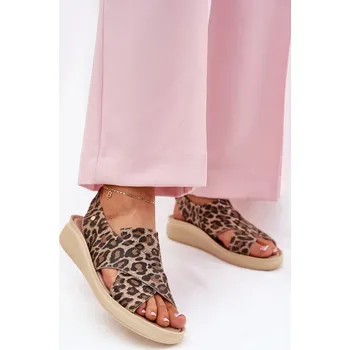 Dámské sandále Nazouvací sandály z přírodní kůže s platformou a emblémem, 41 i240_212115_2:41