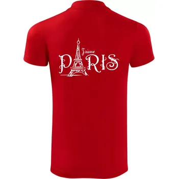 Pánská košile Paris nápis Eiffelovka rovný - Polokošile Victory sportovní (dresovina) - M ( Červená )