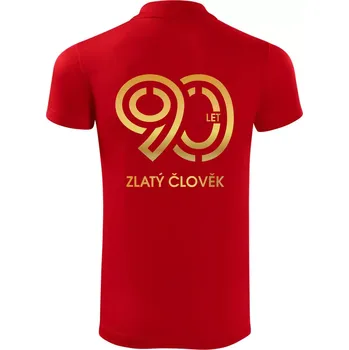Pánská košile 90 let zlatý člověk - Polokošile Victory sportovní (dresovina) - XL ( Červená )