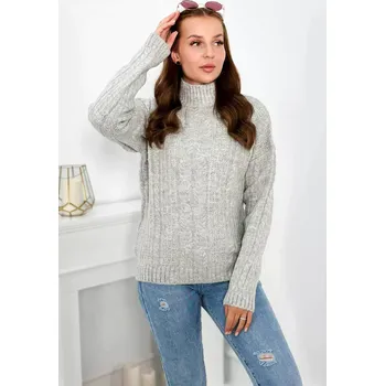Dámský svetr Svetr s rolákem šedý UNI