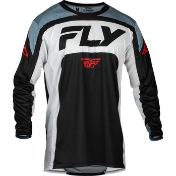 Moto dres dres LITE, FLY RACING - USA 2024 (černá/bílá/šedá)