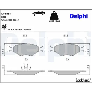 Brzdová destička Sada brzdových destiček, kotoučová brzda DELPHI LP1854