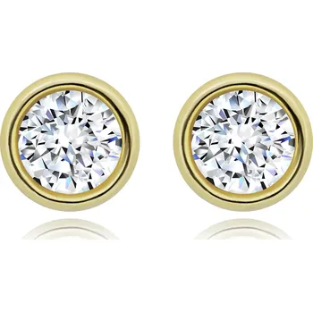 Náušnice Stříbrné 925 náušnice ve zlatě - čirý kulatý krystal Swarovski