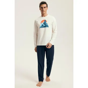 Pánské pyžamo Pánské pyžamo Henderson Core Lounge bílé bavlněné, bílá XXL i384_95814274