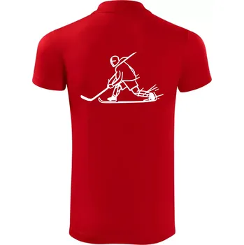 Pánská košile Kreslený hokejista tučnou fixou - Polokošile Victory sportovní (dresovina) - 3XL ( Červená )