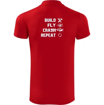 Pánská košile Dron Build fly crash repeat - Polokošile Victory sportovní (dresovina) - S ( Červená )