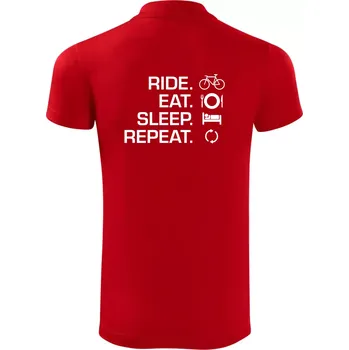 Pánská košile Ride Eat Sleep Repeat kolo - Polokošile Victory sportovní (dresovina) - M ( Červená )