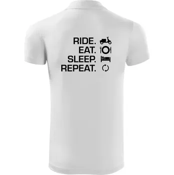 Pánská košile Ride Eat Sleep Repeat moto skútr - Polokošile Victory sportovní (dresovina) - 2XL ( Bílá )