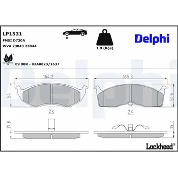 Brzdová destička Sada brzdových destiček, kotoučová brzda DELPHI LP1531