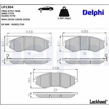 Brzdová destička Sada brzdových destiček, kotoučová brzda DELPHI LP1304