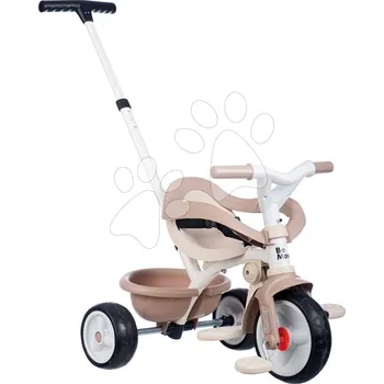 Dětská tříkolka Tříkolka s volnoběhem Be Move Comfort Tricycle Beige Smoby s nastavitelnou vodicí rukojetí a ochrannou hrazdou s tichými EVA kolečky béžová od 10 měsíců