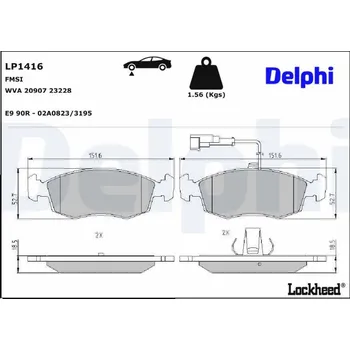 Brzdová destička Sada brzdových destiček, kotoučová brzda DELPHI LP1416