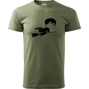 Pánské tričko Harry obrázek na koštěti - Klasické pánské triko vyšší gramáže - M ( Khaki )