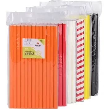 SOLO Brčka papírová BAREVNÁ 20 x0,6 cm/25k s