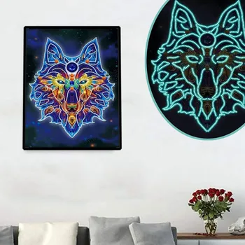 Diamantové malování Diamantové malování svítící ve tmě - vlk
